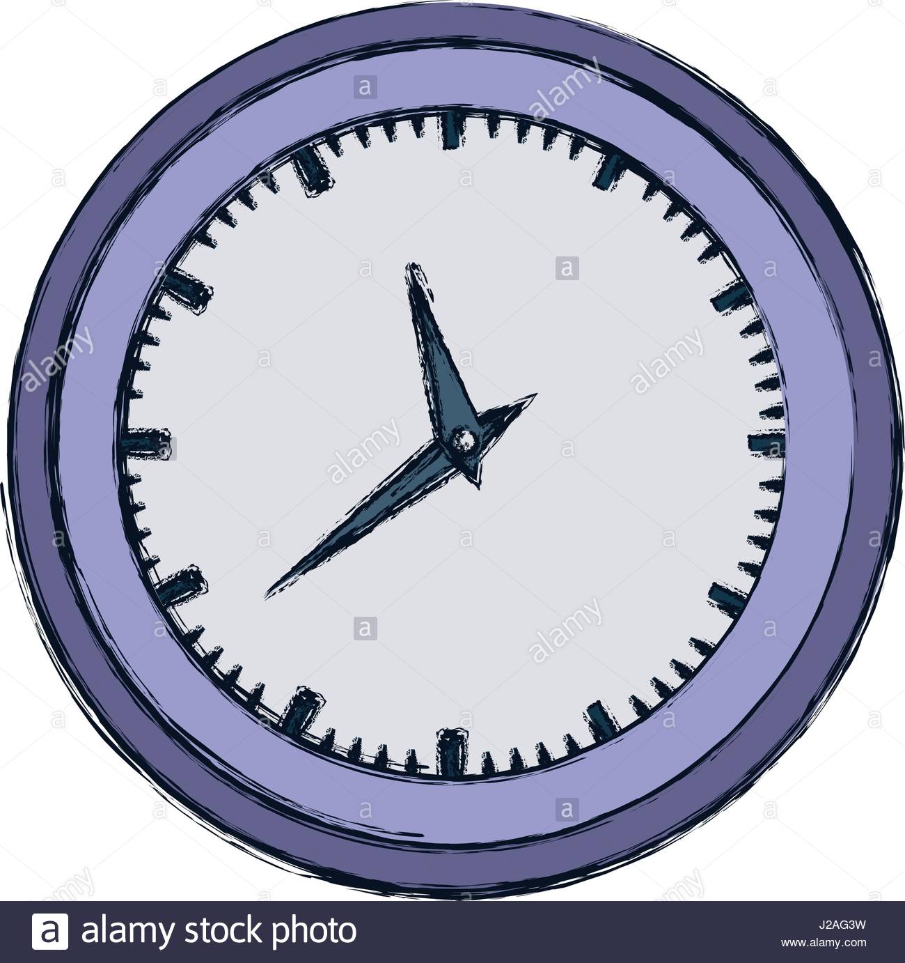1300x1382 Hand Drawing Color Wall Clock In Purple Thick Contour Stock Vector