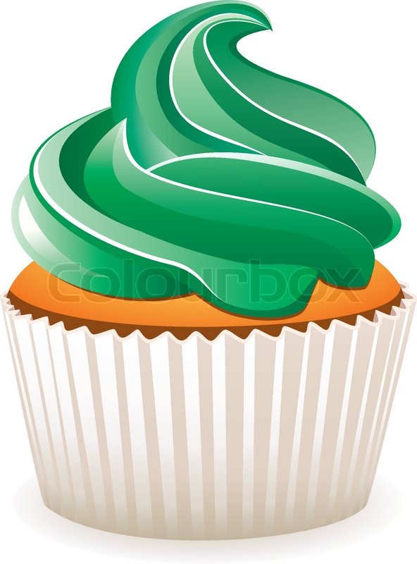 592x800 Vector Cupcake With Green Cream Stock Vector Colourbox