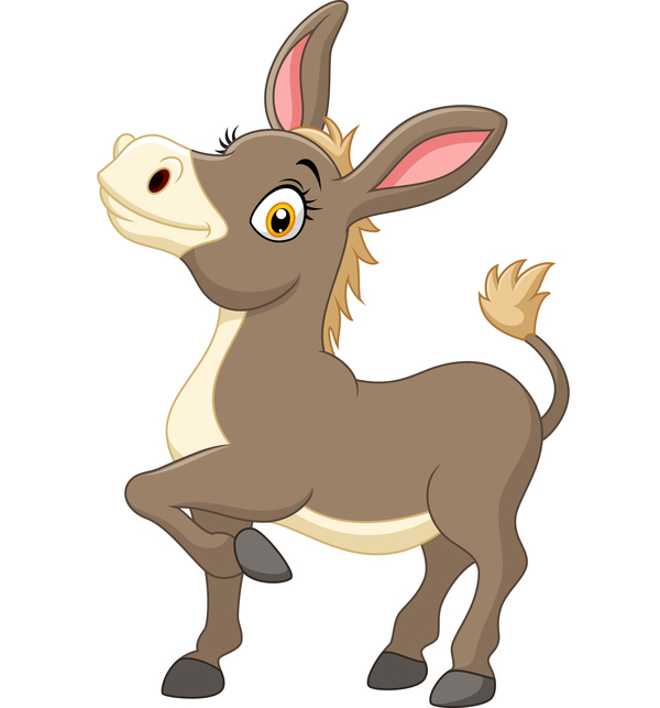600x643 Little Donkey Cartoon Vector