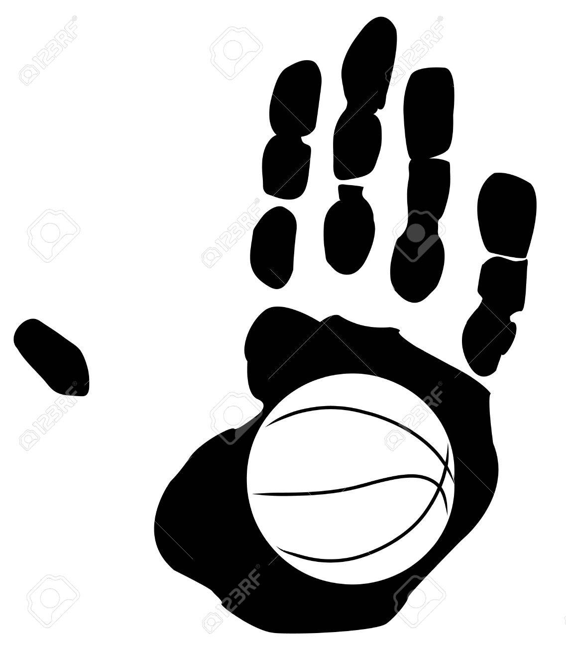 1137x1300 Outline Of Basketball Inside The Print Of A Hand Royalty Free