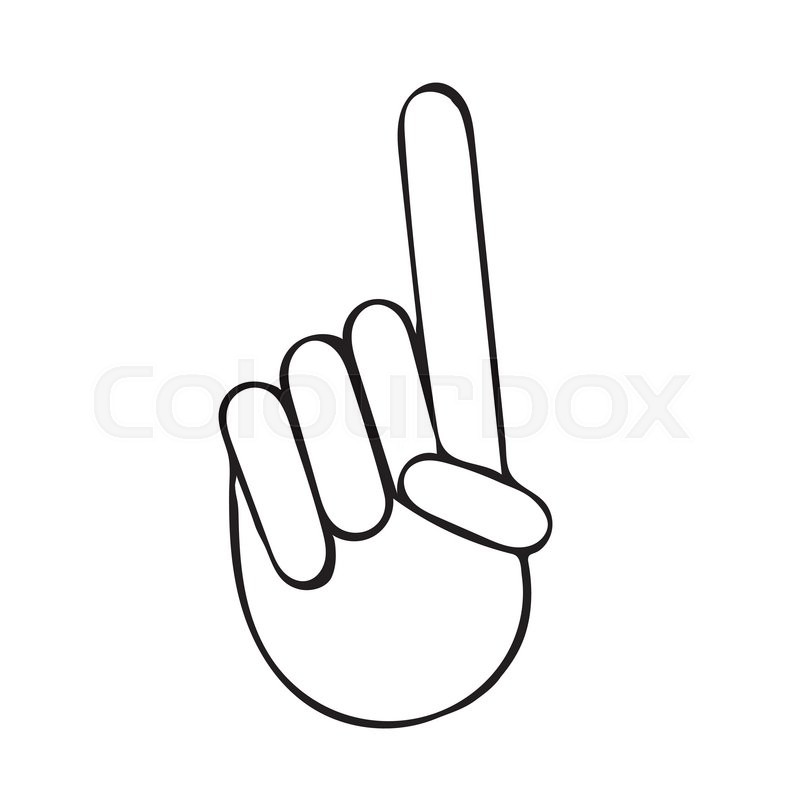 800x800 Vector Illustration Of A Hand With One Finger Pointing Up, Doodle