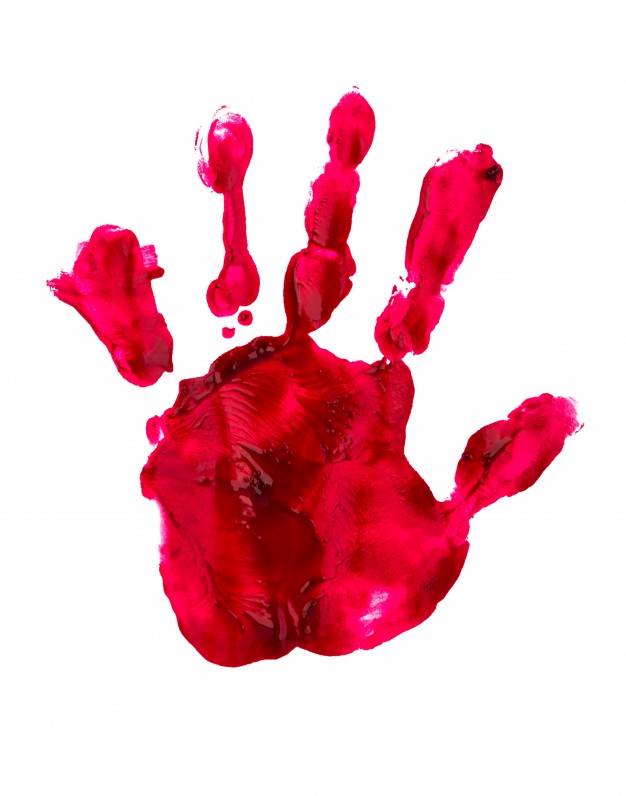626x796 Bloody Print Of A Hand And Fingers On White Wall Photo Free Download