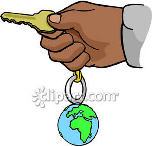 300x288 Hand Holding A Key With A Earth Key Chain