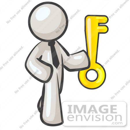 450x450 Clip Art Graphic Of A White Guy Character Holding A Key