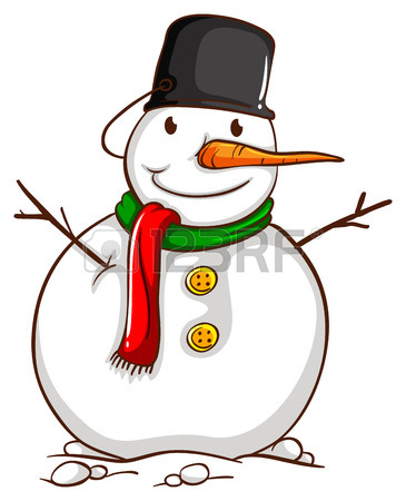 365x450 Illustration Of A Simple Sketch Of A Snowman Beside The Christmas