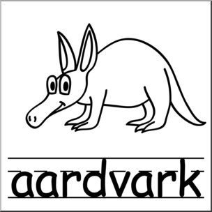 304x304 Clip Art Basic Words Aardvark Bampw Labeled I Abcteach