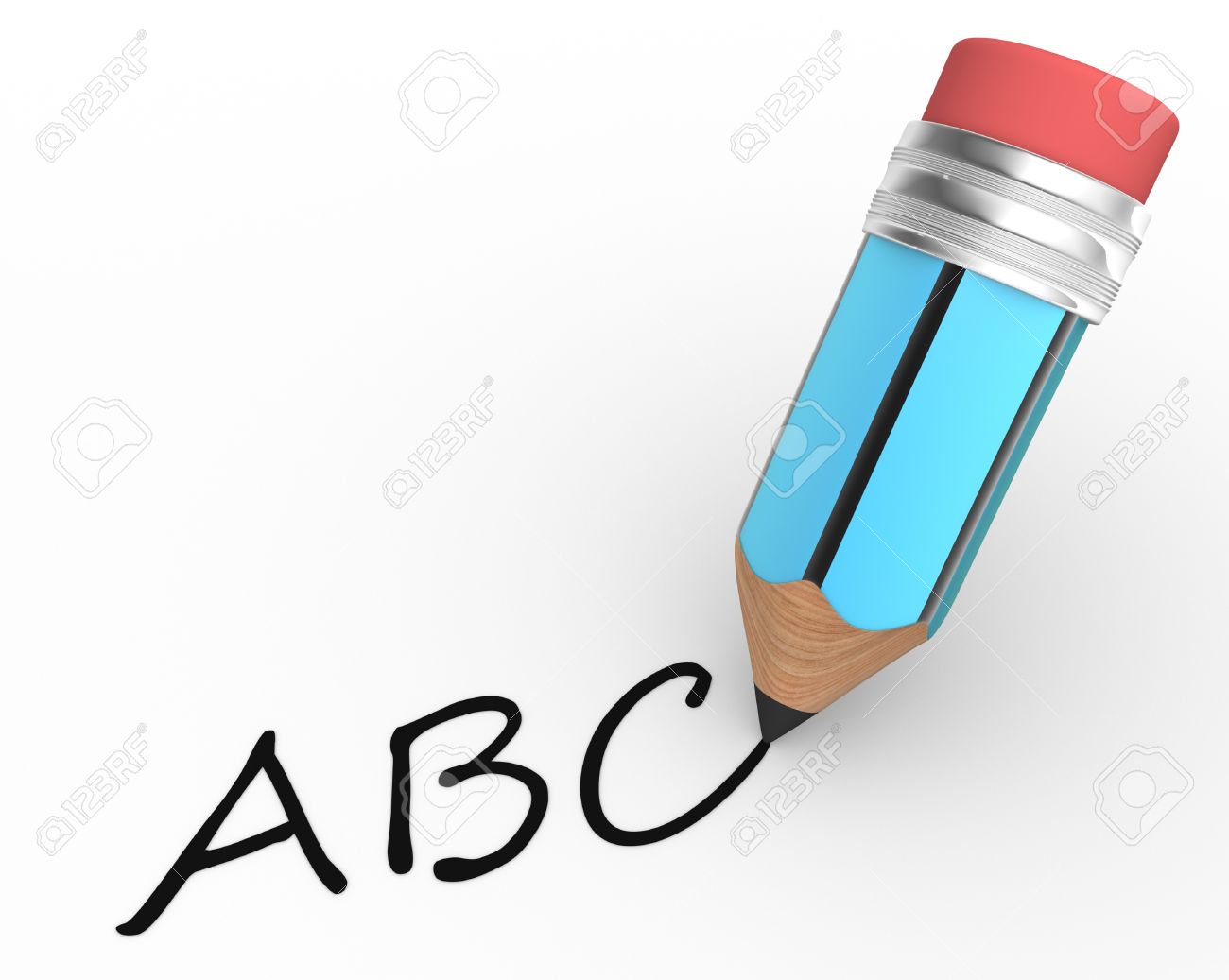 1300x1037 A Pencil And Abc. 3d Render Stock Photo, Picture And Royalty Free
