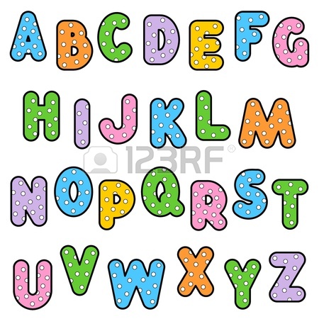 450x450 Abc Set Of Colorful Outlined Letters With Polka Dot Pattern