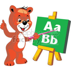 300x300 Royalty Free Teddy Bear Reaching Abcs On A Chalkboard 370181