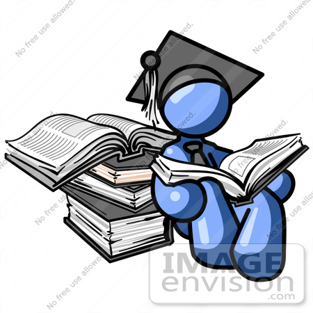 450x450 Clip Art Graphic Of A Blue Guy Character In A Graduation Cap
