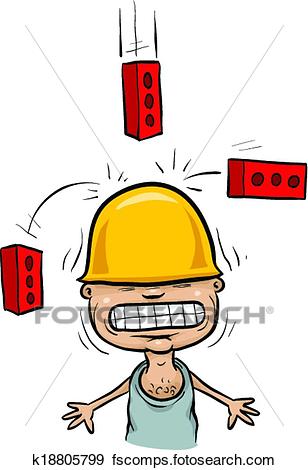 308x470 Clip Art Of Falling Brick Accident K18805799