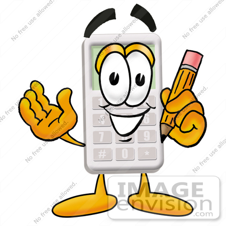 450x450 Cliprt Graphic Of Calculator Cartoon Character Holding