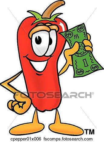 344x470 Clip Art Of Chili Pepper With Money Cpepper01x006