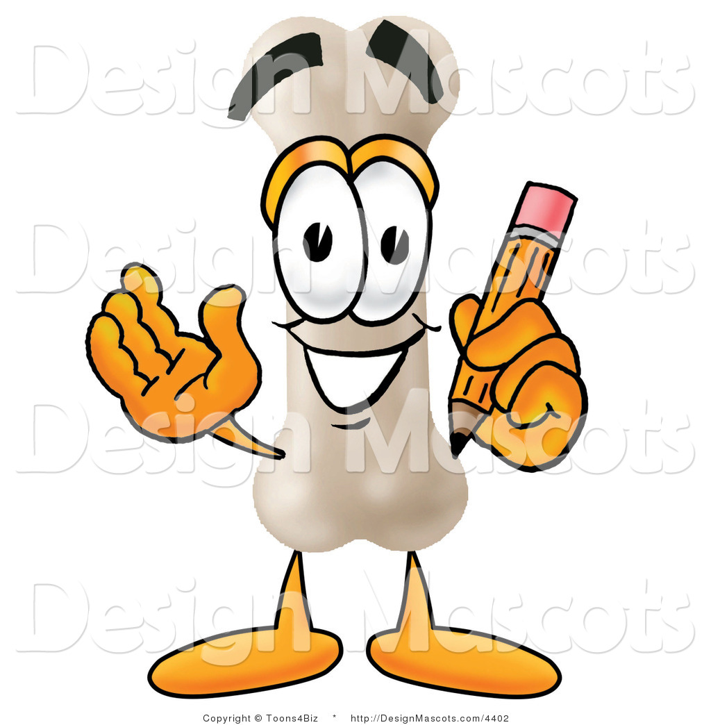 1024x1044 Stock Mascot Cartoon Of A Bone Writing By Toons4biz