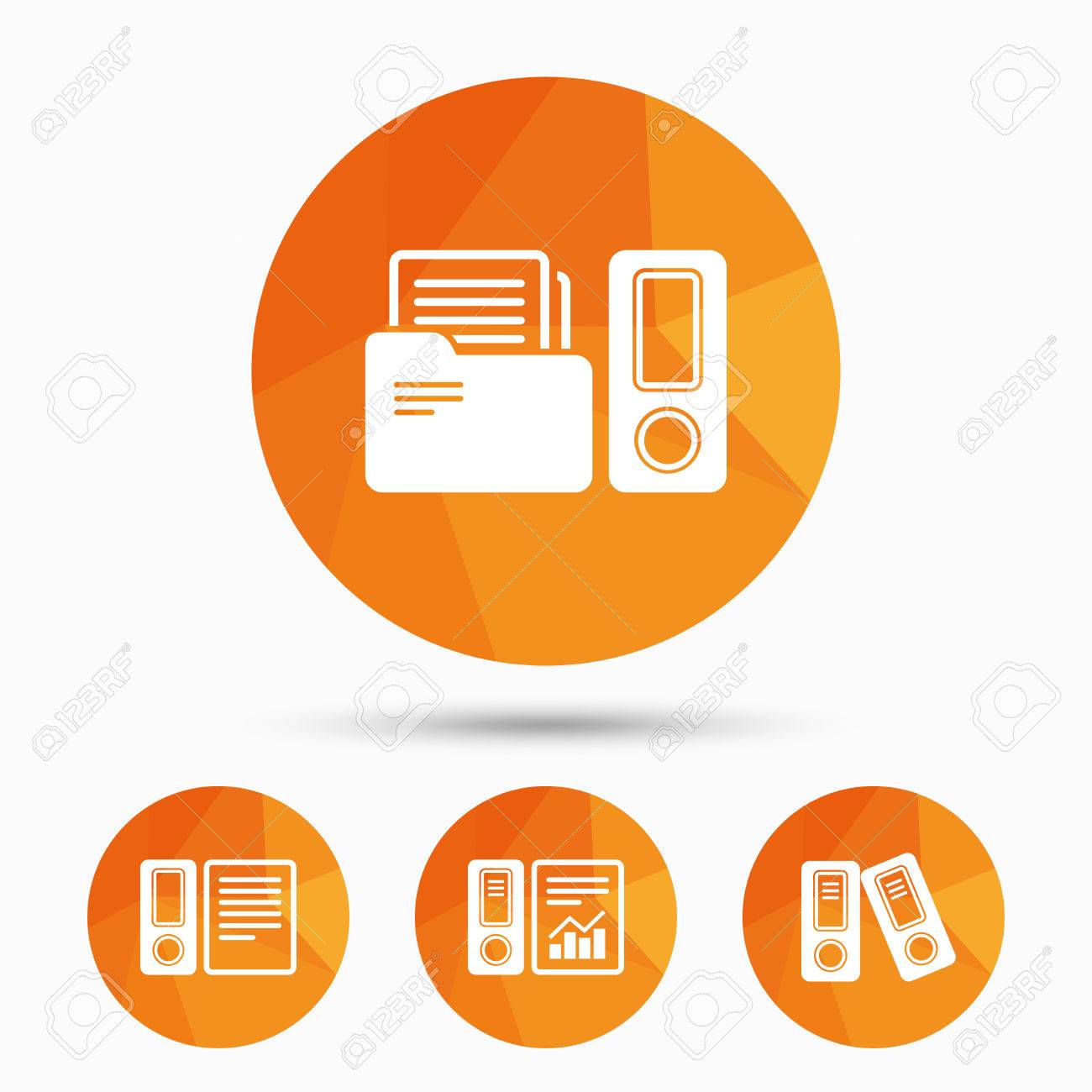1300x1300 Accounting Report Icons. Document Storage In Folders Sign Symbols
