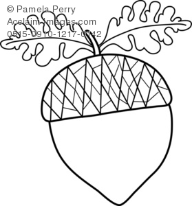 279x300 Black And White Clip Art Illustration Of An Acorn