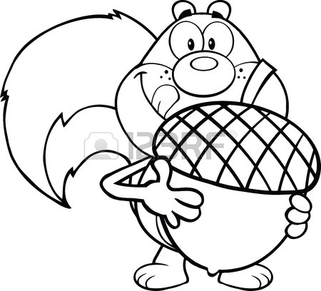 450x408 Cute Squirrel Cartoon Character Holding A Acorn Royalty Free