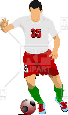 238x400 Silhouette Of Soccer Player In Action Royalty Free Vector Clip Art