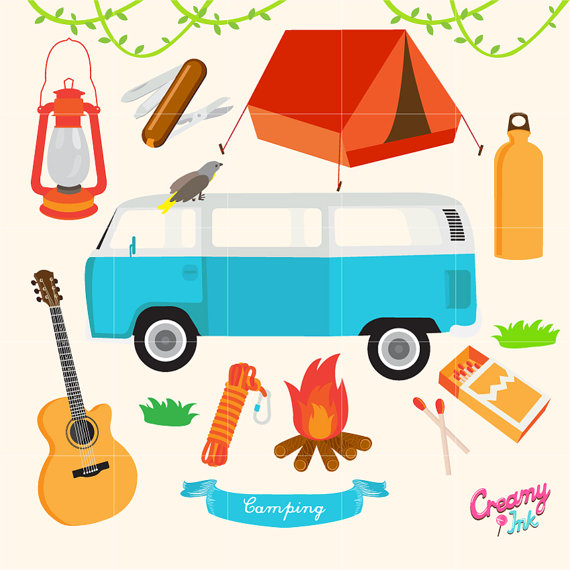 570x570 Camping Digital Vector Clip Art Outdoor Activity Digital Clipart