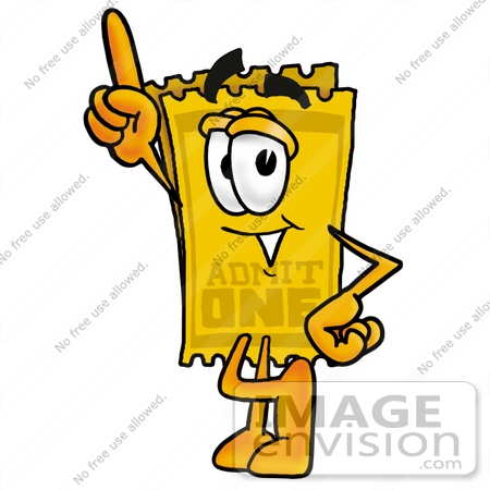 450x450 Clip Art Graphic Of A Golden Admission Ticket Character Pointing