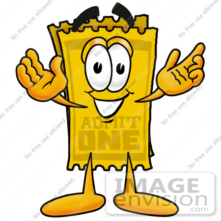 450x450 Clip Art Graphic Of A Golden Admission Ticket Character