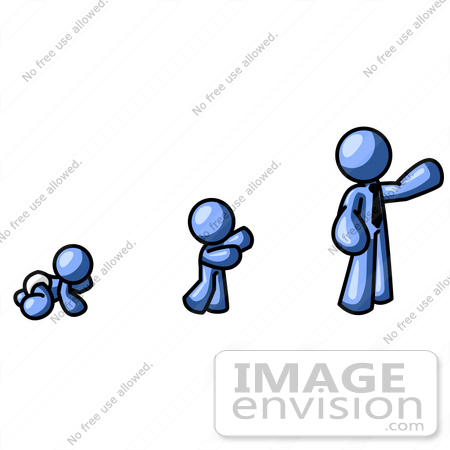 450x450 Clip Art Graphic Of A Blue Guy Character Growing From A Baby To