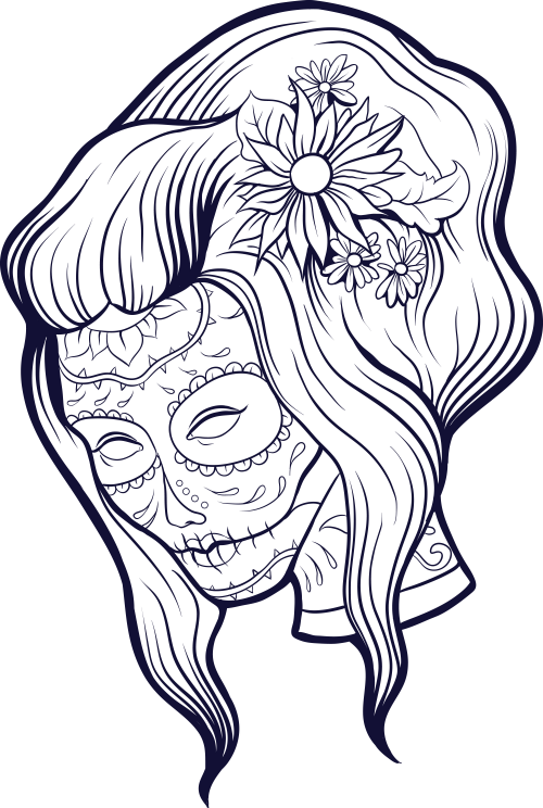 500x744 Sugar Skull Advanced Coloring 10