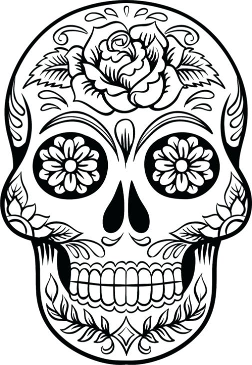 505x730 Sugar Skull Coloring Pages Pdf Skulls Free Showy Advanced Cat