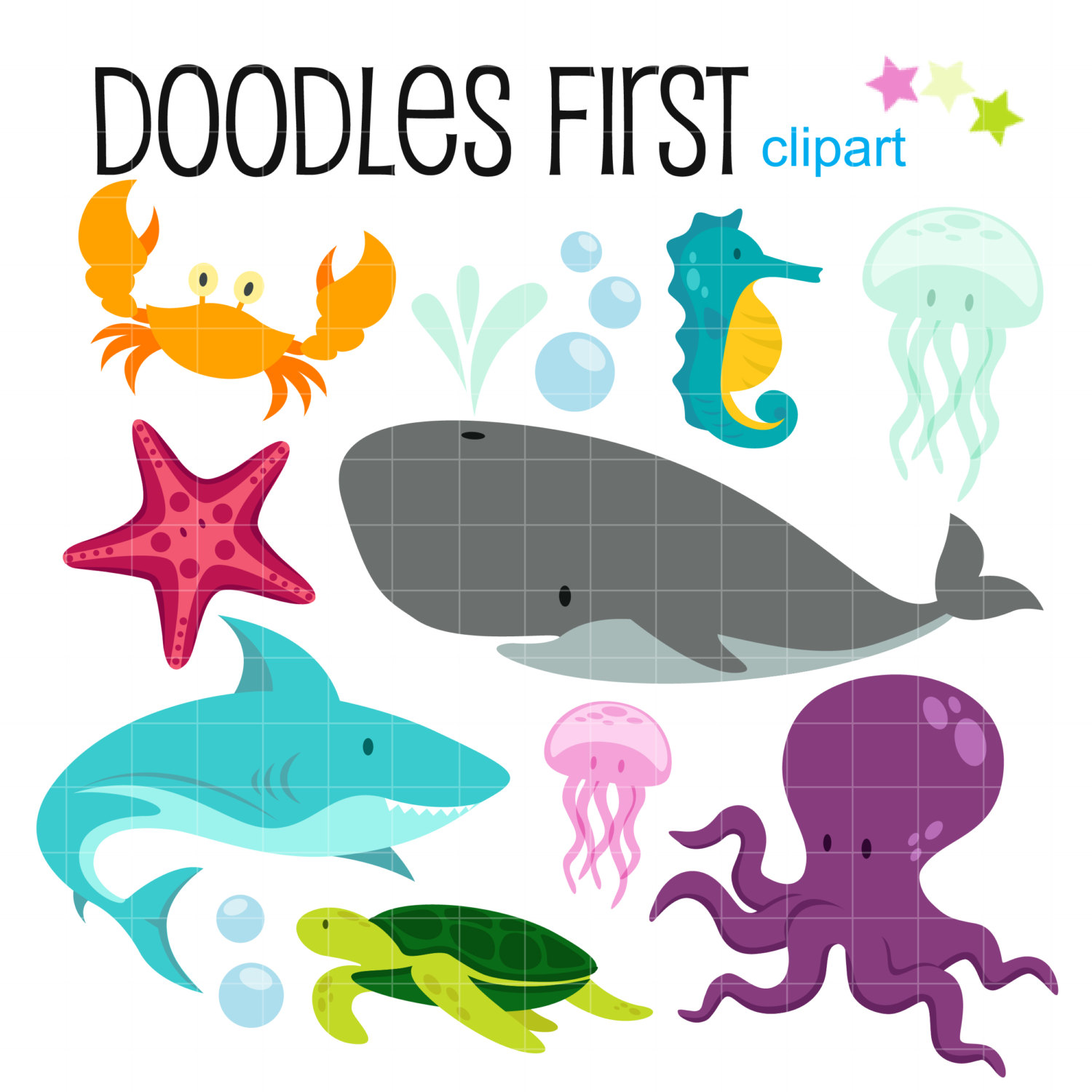 1500x1500 Underwater Creatures Sea Adventure Clipart Digital Clip Art