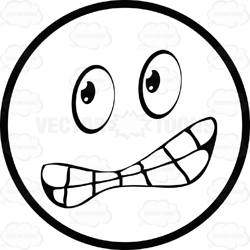 800x800 Scared Large Eyed Black And White Smiley Face Emoticon
