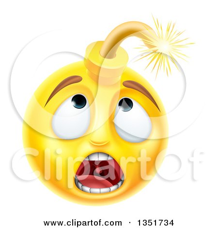 450x470 Clipart Of A 3d Scared Yellow Male Smiley Emoji Emoticon Face Bomb