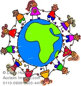 283x300 Clipart Illustration Of Diverse Kids Standing Around A Globe Of Africa