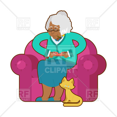 400x400 African American Grandmotherd Joystick. Old Woman On
