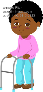 142x300 Illustration Of Old Black Woman, A Grandmother Using A Walker