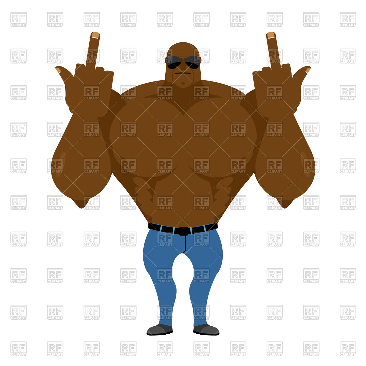 1200x1200 Big Strong African American Shows Fuck Royalty Free Vector Clip