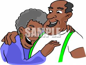 300x230 Cartoon Of An Elderly Ethnic Couple Embracing