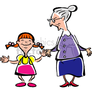 300x300 Royalty Free A Little Girl Her Grandmother Holding Hands