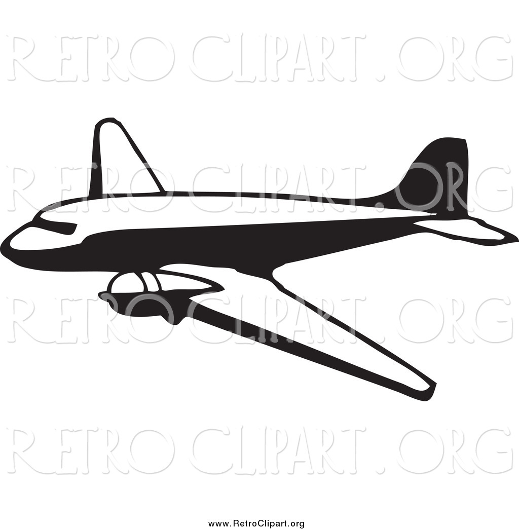 1024x1044 Clipart Of A Retro Black And White Airplane By Bestvector