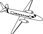 170x133 Free Black And White Aircraft Outline Clipart