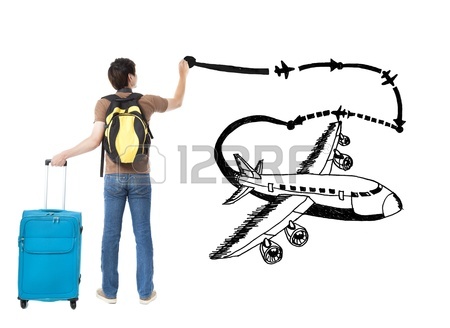 450x328 Young Businessman Drawing Airplane And World Map Stock Photo