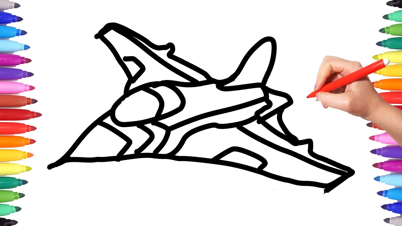 1280x720 How To Draw A Plane Coloring Book Airplanes And Jets Drawing