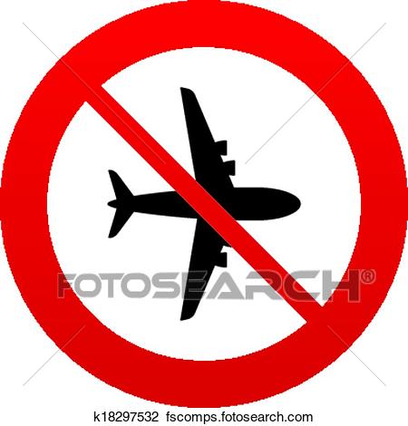 450x470 Clipart Of No Airplane Sign. Plane Symbol. Travel Icon. K18297532