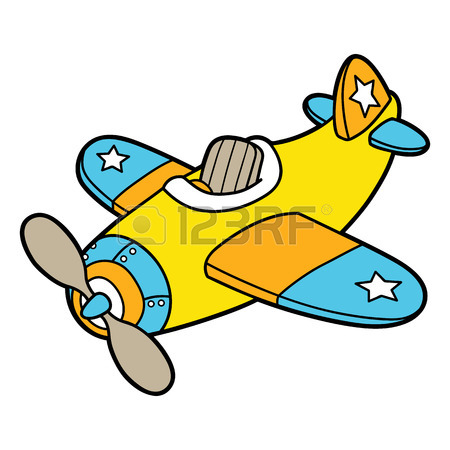 450x450 Cute Plane Outline. Vector Illustration Of Cute Cartoon Plane