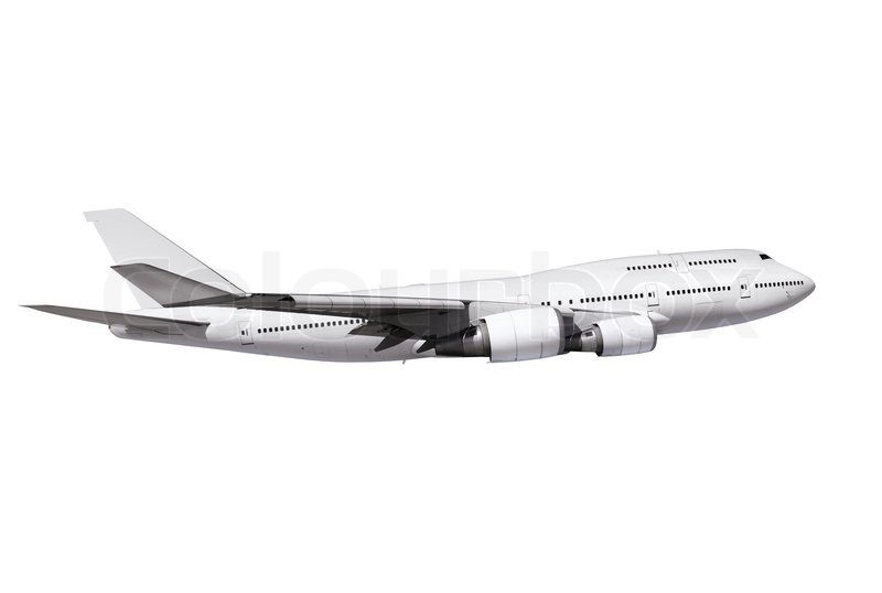 800x538 Commercial Airplane On White Background With Path Stock Photo
