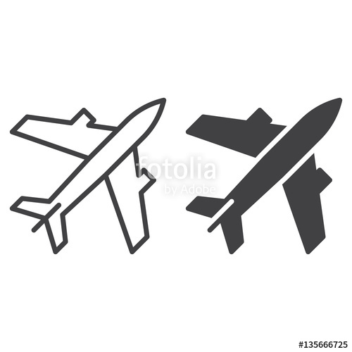 500x500 Plane, Airport Line And Solid Icon, Outline And Filled Vector Sign