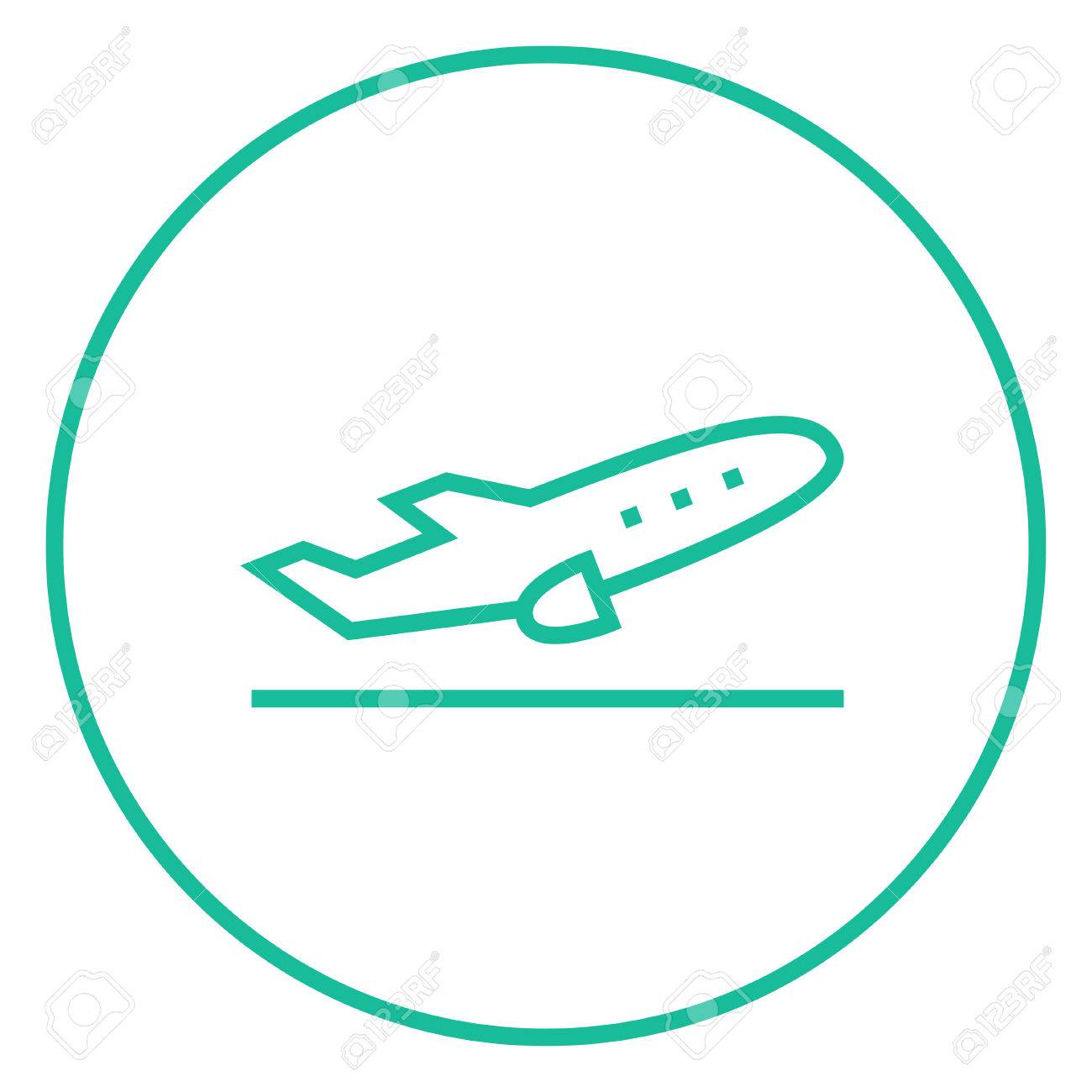1300x1300 Plane Taking Off Thick Line Icon With Pointed Corners And Edges