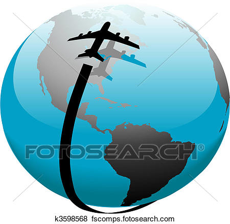 450x438 Clip Art Of Jet Airplane Flight Path Over Shadow On Earth K3598568