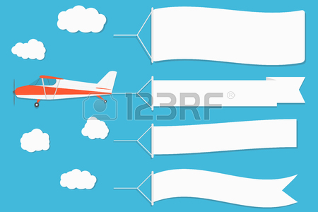 450x300 Flying Advertising Banner. Planes And Hot Air Balloon