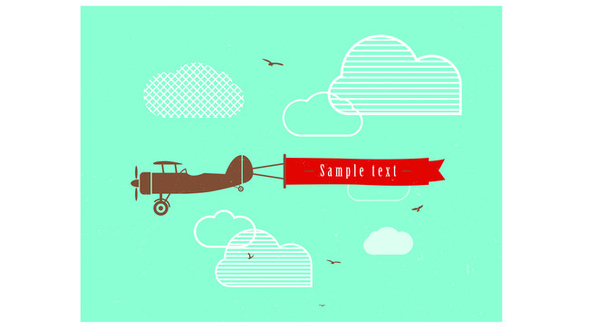 650x364 Retro Airplane With Banner Background Vector Material, Colored