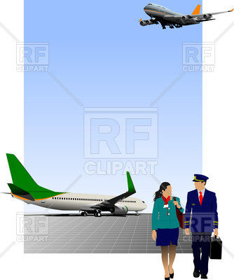 334x400 Pilot And Airhostess In Airport Royalty Free Vector Clip Art Image